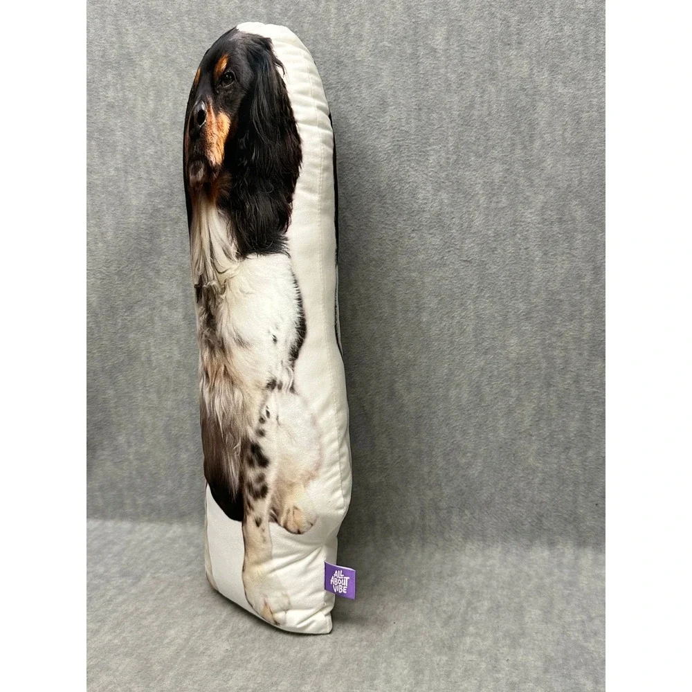 English Springer Spaniel Dog Shaped Pillow Black White‎ Tan Photo Print Plush